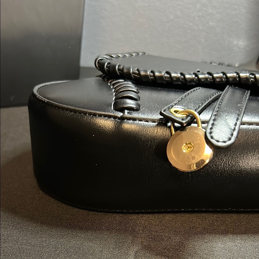 FOR STACY B Elegant Black Leather Women's Bag Saddle bag - Picture 5 of 11